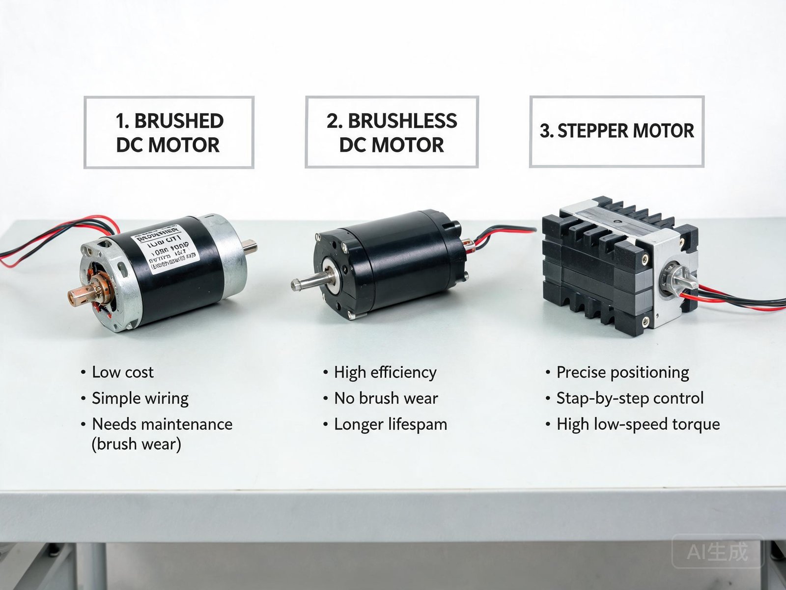 Comparison of brush DC, brushless DC, and stepper motors for peristaltic pump applications