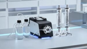 Peristaltic pump in chromatography solvent delivery system