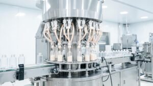 Peristaltic pump filling system for cosmetics manufacturing with lotion bottles