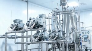 Peristaltic pump for industrial fermentation media transfer and pH control