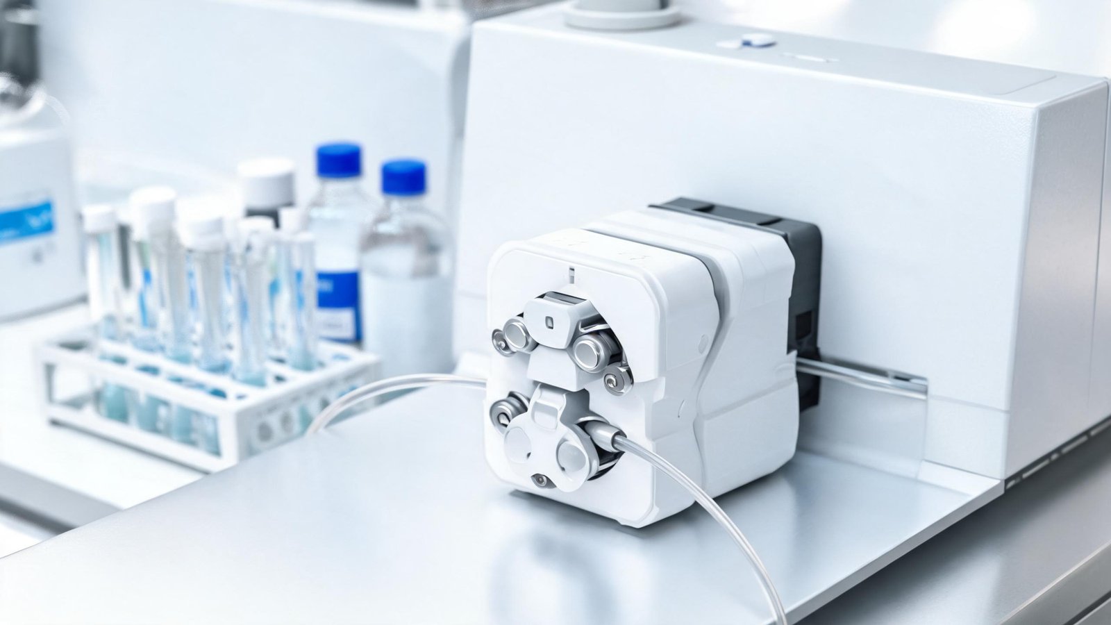 Peristaltic pump integrated into clinical diagnostic equipment for reagent delivery