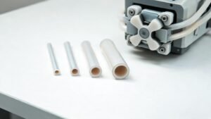 Peristaltic pump tubing size selection guide with different diameter tubing samples