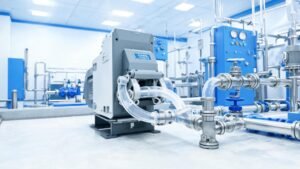 Peristaltic pump installed in water treatment facility for chemical dosing
