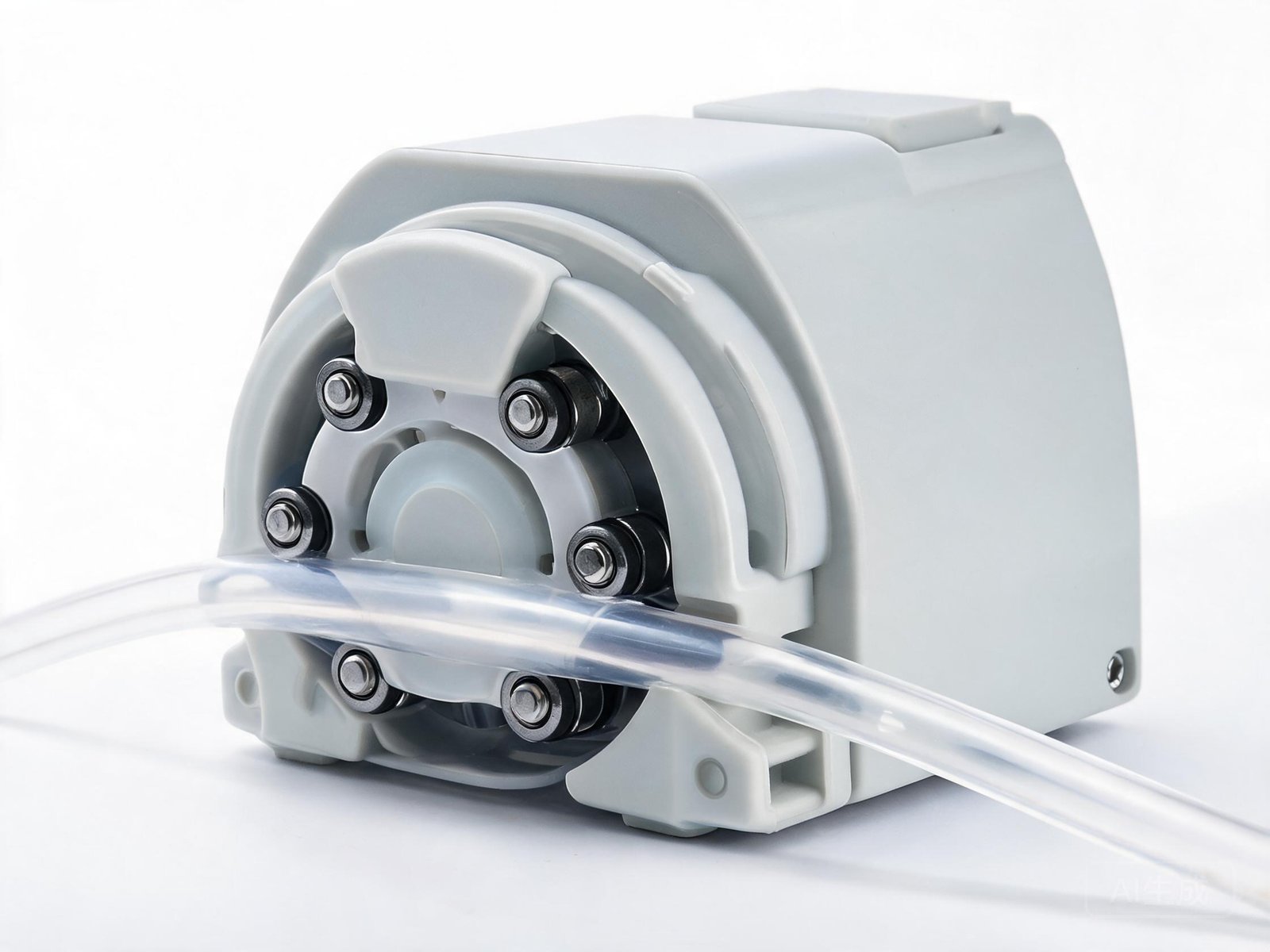 Peristaltic pump head with tubing for reagent dispensing in diagnostic equipment
