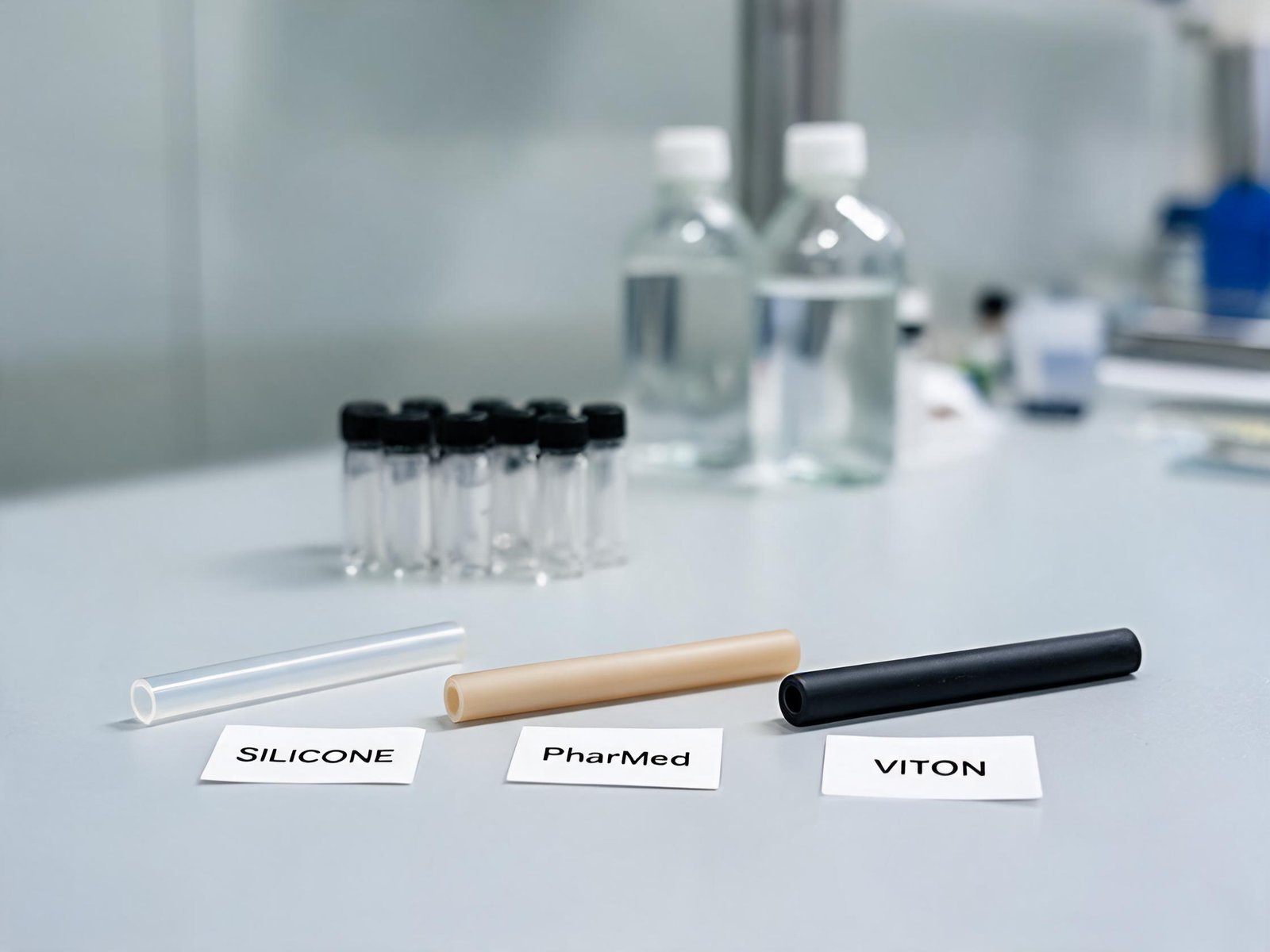 Peristaltic pump tubing material samples for chromatography applications