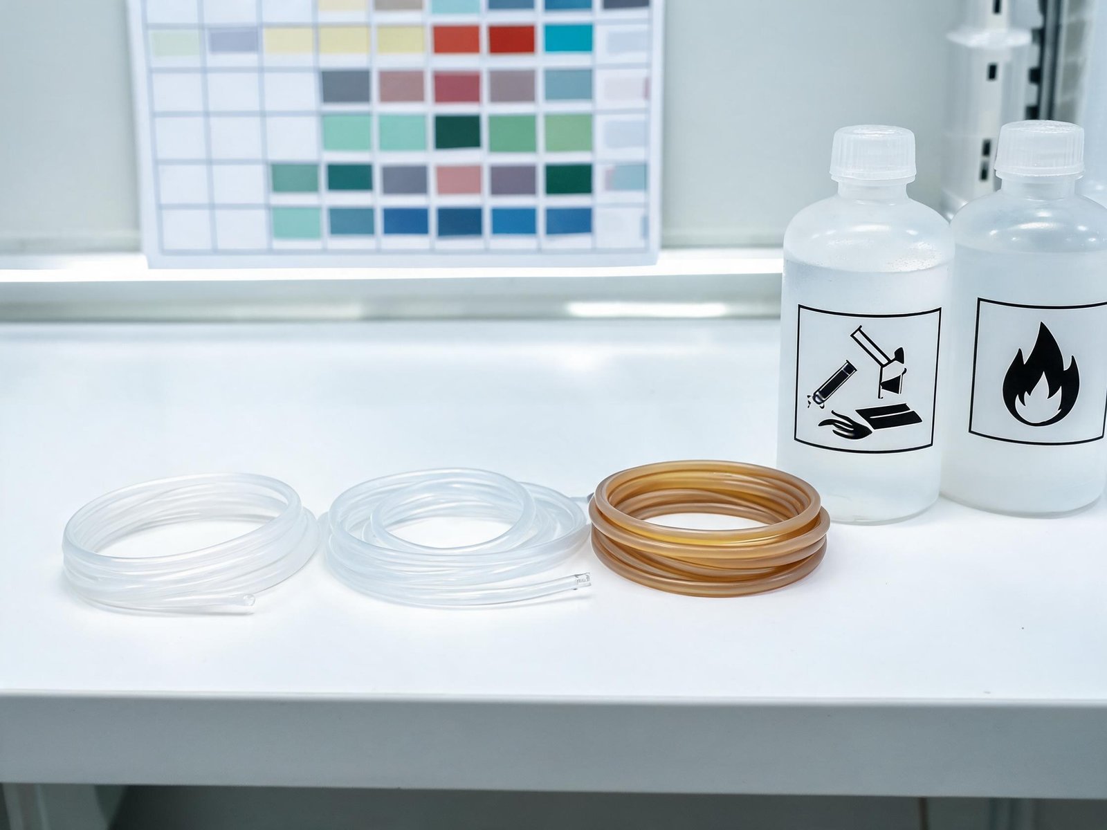 Peristaltic pump tubing material options for semiconductor chemical compatibility