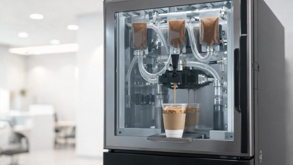 Beverage vending machine dispensing unit with integrated peristaltic pump module