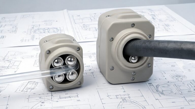 YZ15 easy-load peristaltic pump head beside the larger YZ35 pump head on an engineering workbench