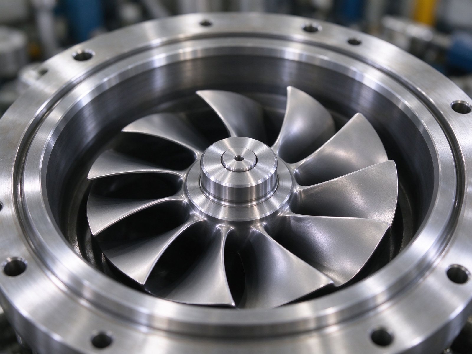 Close-up of a centrifugal pump impeller and casing